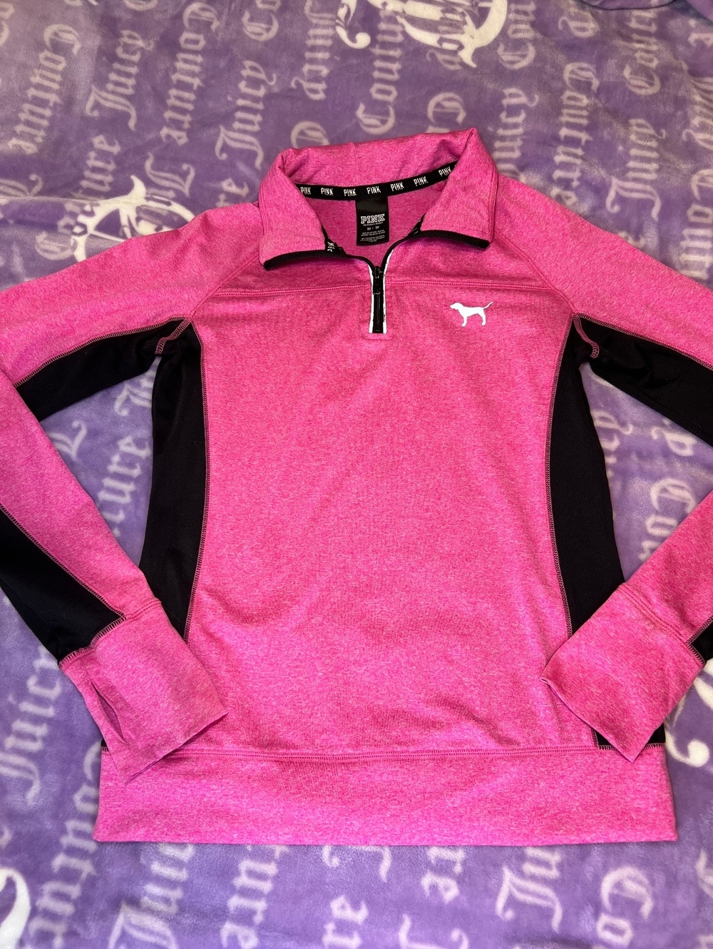 Victoria’s Secret PINK Pink Black Quarter Zip Pullover